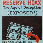"IT'S YOUR MONEY ! THE FEDERAL RESERVE HOAX - THE AGE OF DECEPTION (EXPOSED) - SIMPLY CHANGE TO THIS AND SAVE THIS NATION !", signé Wickliffe B. Vennard Sr., ed. Forum Publishing Company, 1959 (plusieurs révisions d'après "The Federal reserve Corporation", 1955). Le livre reprend les arguments des publications "Pawns in the game" (W.G. Carr), "Rockefeller internationalist - the man who misrules the world" et "Roosevelt communist manifesto" (E.M. Josephson), "World revolution - a plot against civilization" N.H. Webster, "Pawns in the game" (W.G. Carr) pour soutenir l'argument "illuminati".